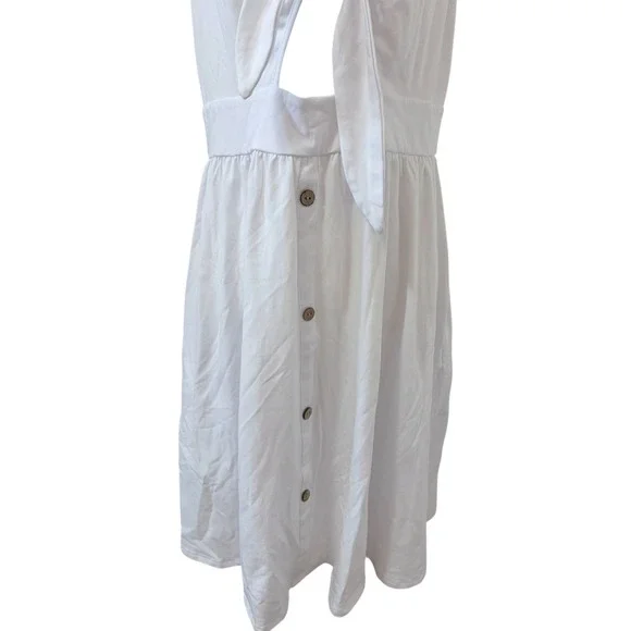 NEW White Tie Front Cutout Button Down Midi Sun Dress Size XL Summer Boho - Picture 4 of 8